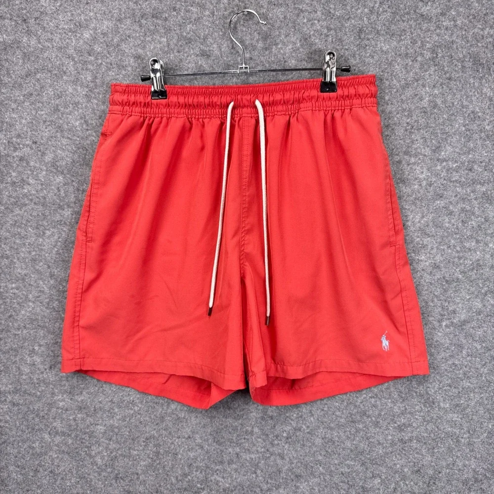 Polo Ralph Lauren Mens Red Traveler Swim Trunks Embroidered Pony Logo Size Large